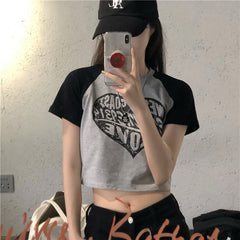 Vintage Heart Logo Raglan Sleeve Crop Top