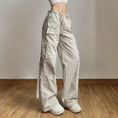 Washed Pocket Solid Cargo Pants