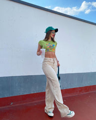 Casual Mopping Khaki Straight-leg Pants