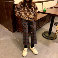 90s Kids Pants in Plaid Check