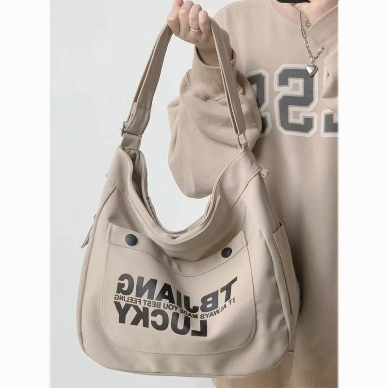 Letters Large Canvas Crossbody Bag