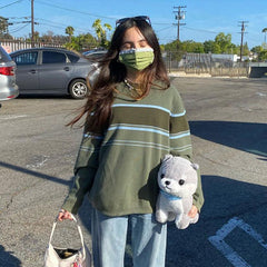 Patchwork Striped Knit Sweater