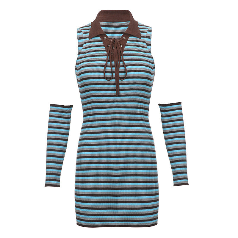 Y2K Striped Knit Mini Dress