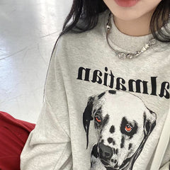 Puppy Print Loose Sweatshirt