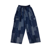 Vintage Blue Checkered Baggy Cargo Jeans