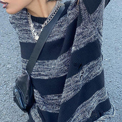 Cold Shoulder Striped Downtown Sweater