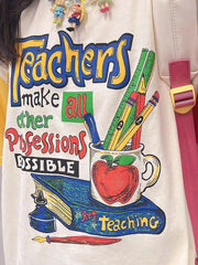 Cartoon Print Patchwork Oversized Short Sleeve Tee