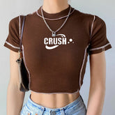 Stitch Detail Ribbed Crop Top