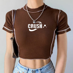 Stitch Detail Ribbed Crop Top