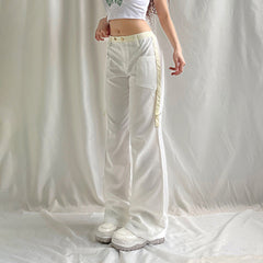 White Cargo Pocket Straight-Leg Pants