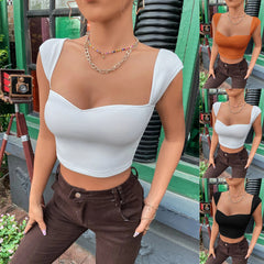 Short Sleeve Ribbed Crop Top