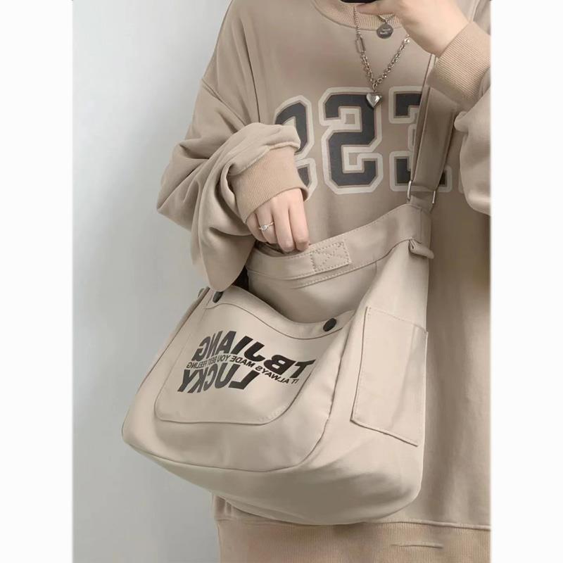 Letters Large Canvas Crossbody Bag