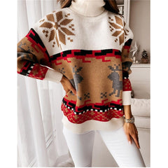 Turtleneck Christmas Jacquard Knitted Sweater