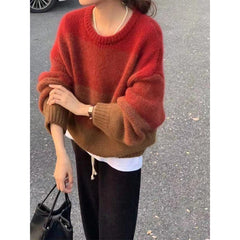 Contrast Color Crew Neck Sweater