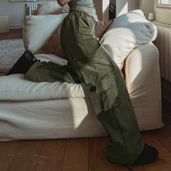 Ruched Parachute Baggy Cargo Pants