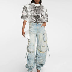 Multi Pockets Vintage Baggy Ripped Cargo Jeans
