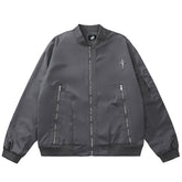 Metal Star Oversized Zip Up Bomber Jacket