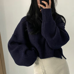 Dark Academia Oversized Crochet Knit Sweater