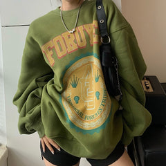 Thickened American Style Avocado Green Sweatshirt