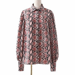 Lantern Sleeve Puff Sleeve Printed Shirt Top