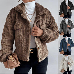 Solid Color Button Up Fuzzy Jacket