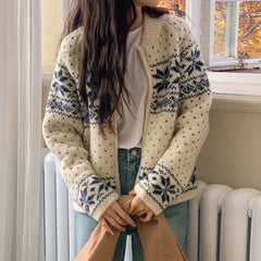 Aesthetic Snowflake Zip Up Cardigan