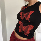 Butterfly Print Crop Tank Top