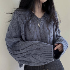 Cable Knit V-Neck Sweater