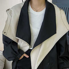 Color Block Splice Zip Up Fake Two Piece Jacket