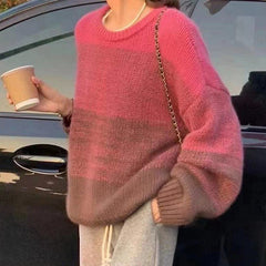 Contrast Color Crew Neck Sweater