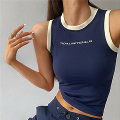 Contrast Trim Racer Back Tank Top