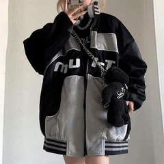 Contrasting Oversize Vintage Moto Jacket