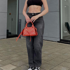 Dark Wash Straight Leg Boyfriend Jeans