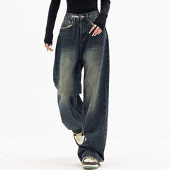 Dark Wash Vintage Baggy Boyfriend Jeans