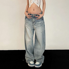 Distressed Washed Low Waist Lengthen Boyfriend Jeans
