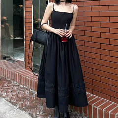 Lace Up Corset Black Maxi Dress