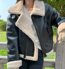 Lamb Wool Motorcycle Leather Jacket