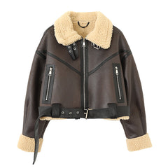 Lamb Wool Motorcycle Street Jacket