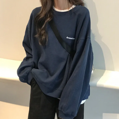 Letter Embroidery Oversized Sweatshirt