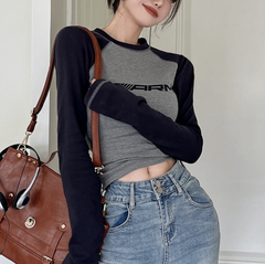 Logo Graphic Long Sleeve Crop Top