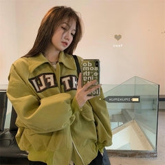 Logo Graphic Zip Up Corduroy Jacket