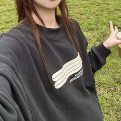 Logo Print Pullover Oversized Sweatshirt