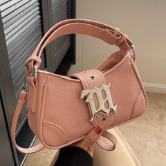 Metal Letter Buckled Crossbody Bag