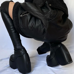 Muffin Heel Casual Side Zipper Boots