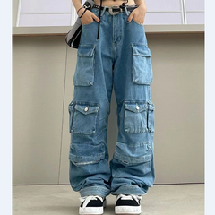 Multi Pockets Vintage Baggy Cargo Jeans