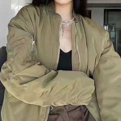 Oversize Zip Up Bomber Jacket