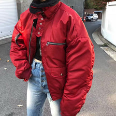 Oversize Zip Up Vintage Bomber Jacket