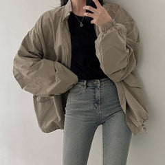 Oversized Zip Up Bomber Jacket