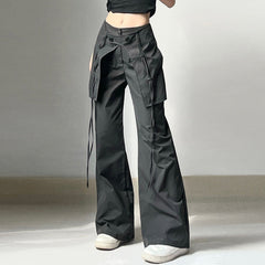 Patchwork Baggy Parachute Cargo Pants