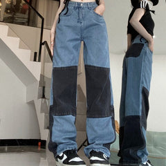 Patchwork Denim Boyfriend Jeans